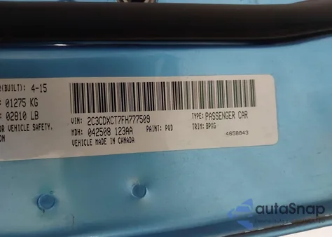 2015 Dodge Charger R/T z USA, uszkodzony, nr VIN 2C3CDXCT7FH777509